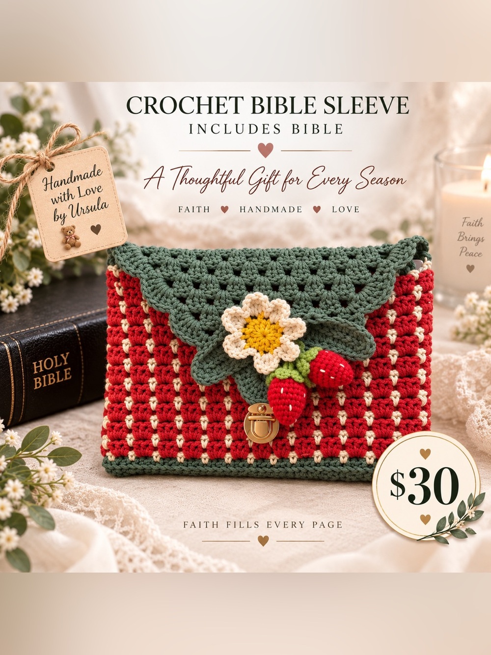 Crochet Bible Sleeve incl Bible